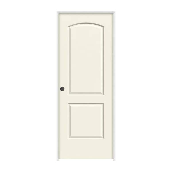 JELD-WEN 36 in. x 80 in. Caiman 2 Panel Right-Hand Hollow Core Vanilla Paint Molded Composite Single Prehung Interior Door