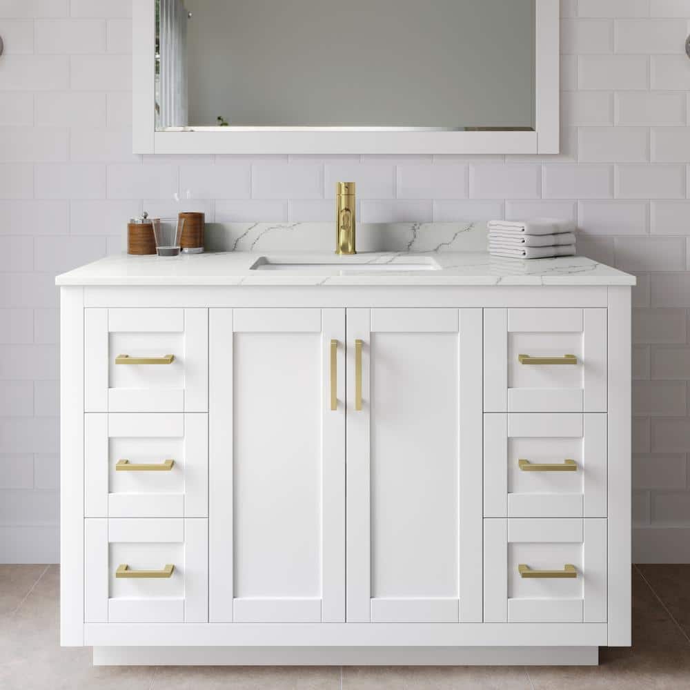 Miranda 48 in. W x 22 in. D x 33.75 in. H Single Bath Vanity in White with Giotto Quartz Top price history on PriceWatchPro