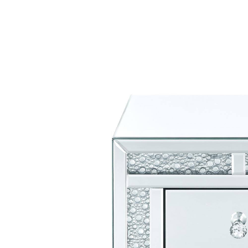 Mallika Mirrored 3-Drawer Accent Table with Faux Crystals
