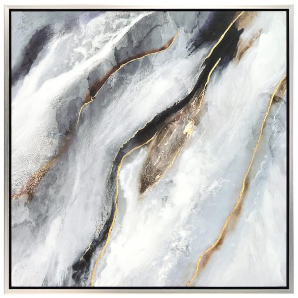Empire Art Direct "Flood" by Martin Edwards Framed Textured Metallic Abstract Hand Painted Wall Art 36 in. x 36 in.