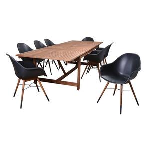 Carilo 9-Piece Eucalyptus Rectangular Patio Dining Set