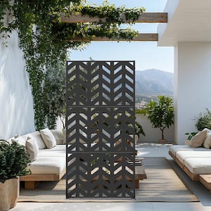 72 in. H x 35 in. W Black Outdoor Metal Privacy Screen Garden Fence Arrow Pattern Wall Applique
