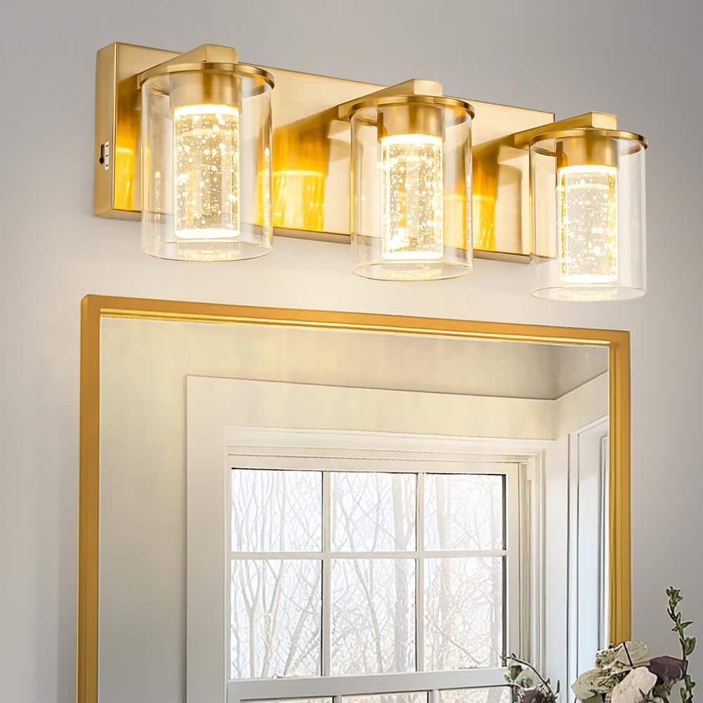 17 in. 3-Light Gold Crystal Integrated LED Bathroom Vanity Light Fixture, Dimmable with Adjustable Color Temperatures price history on PriceWatchPro