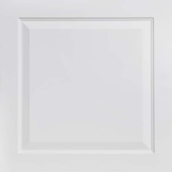FROM PLAIN TO BEAUTIFUL IN HOURS Raised Panel White Matte 2 ft. x 2 ft. PVC Lay-in Faux Tin Ceiling Tile