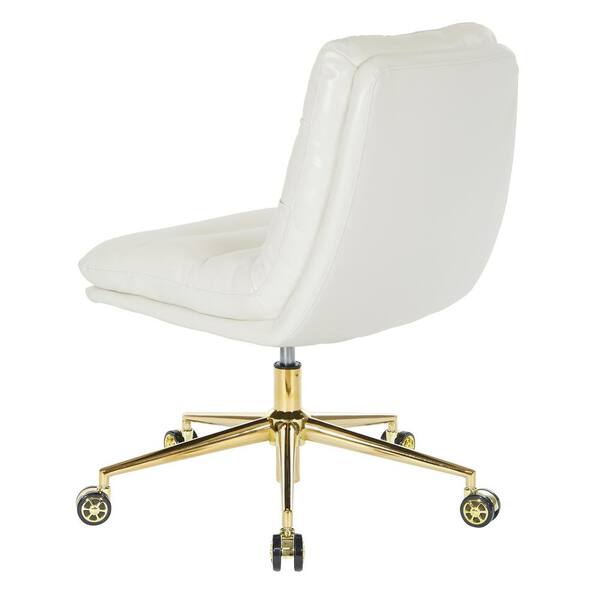 White leather office chair store with gold legs