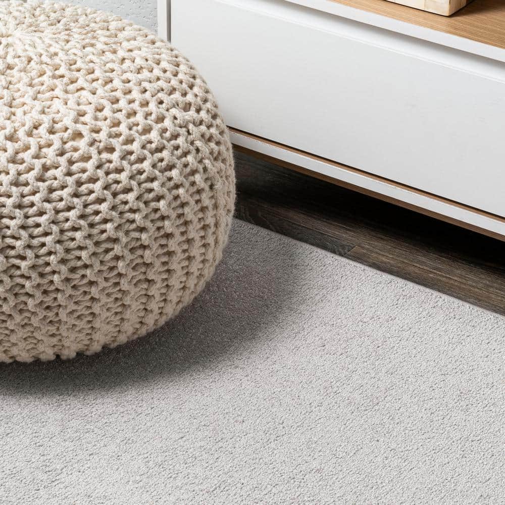 Ivory Soft Synthetic 5' Square Easy-Care Area Rug