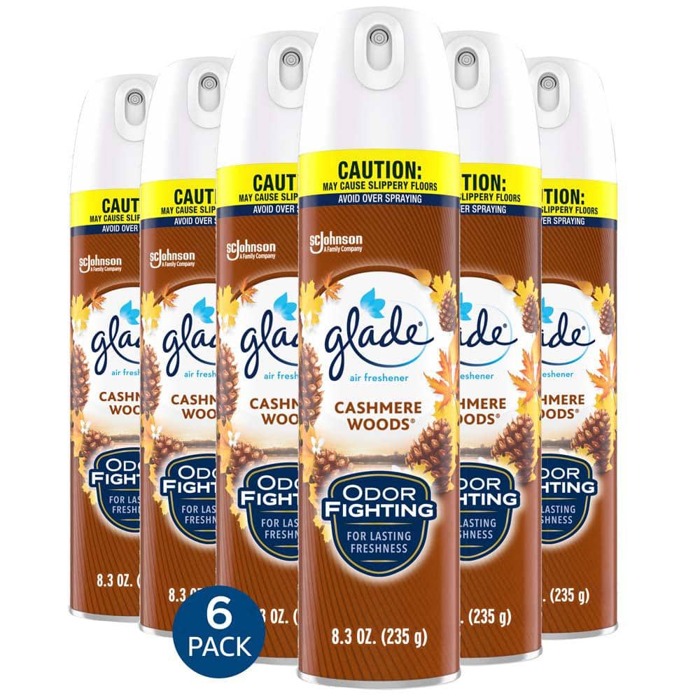 Glade 8.3 oz. Cashmere Woods Room Air Freshener Spray (6-Pack), Clear