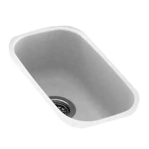Undermount Solid Surface 10.9 in. 0-Hole Single Bowl Kitchen Sink in White