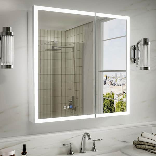 Silwyn 30 in. W x 30 in. H Square Aluminum Medicine Cabinet with Mirror