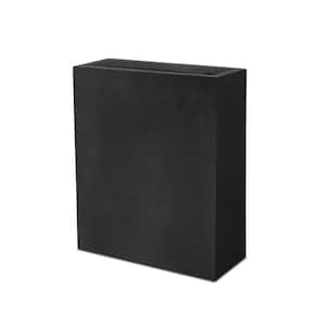 27 in. Tall Large Square Black Concrete Metal Indoor Outdoor Planter Pot w/Drainage Hole