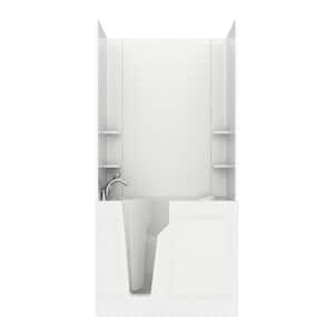 Rampart 3.9 ft. Walk-in Air Bathtub with 4 in. Tile Easy Up Adhesive Wall Surround in White