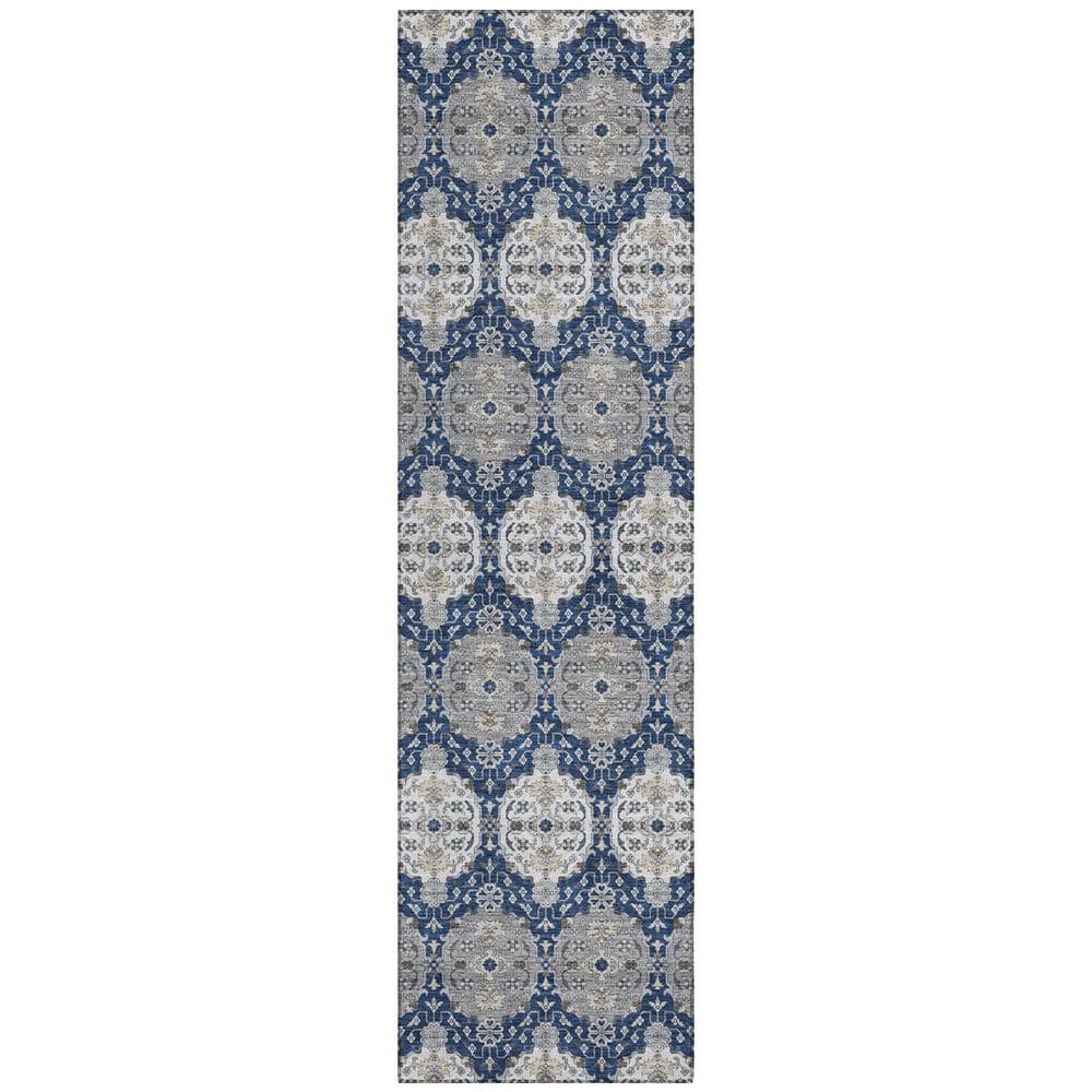 Chantille Machine Washable Indoor/Outdoor Abstract ACN2918 Navy 2 ft. x 7 ft. Runner Rug price history on PriceWatchPro