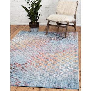 Blue 3 ft. 3 in. x 5 ft. 3 in. Rainbow Area Rug