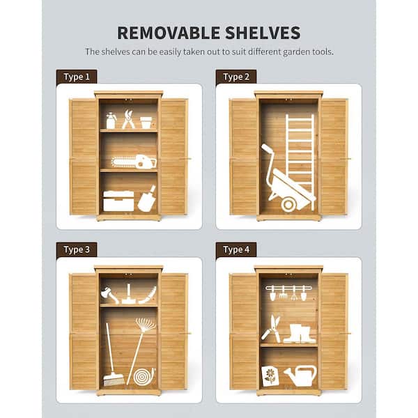 Lofka 34.3 in. W x 18.3 in. D x 63.2 in. H Nature Wood Outdoor