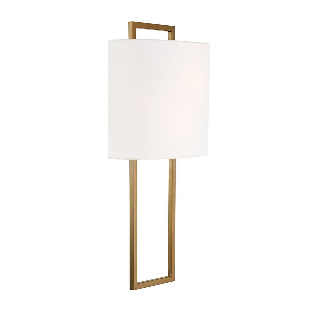 Elegant Vibrant Gold Dimmable Wall Sconce with White Silk Shade