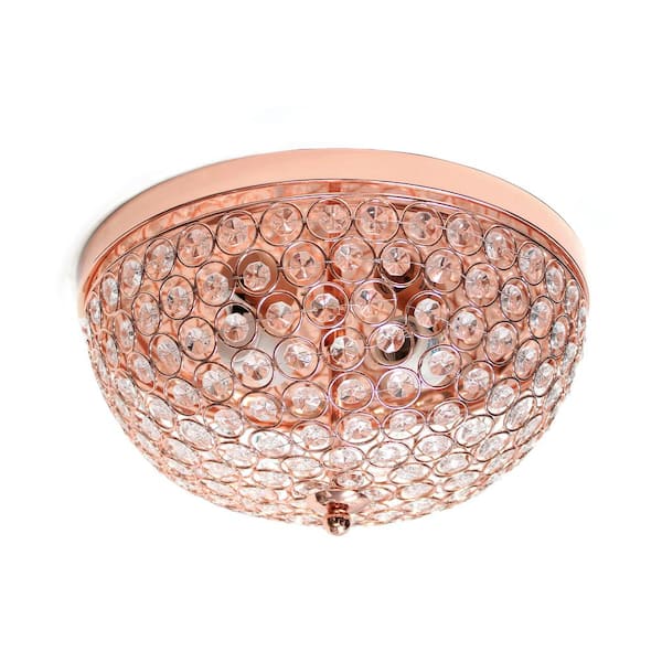 Elegant Designs 2 Light Rose Gold Elipse Crystal Flush Mount Ceiling Fm1000 Rgd - Rose Gold Ceiling Light Fittings