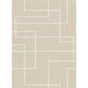 Clarendon Wheat Geometric Faux Grasscloth Wheat Wallpaper Sample