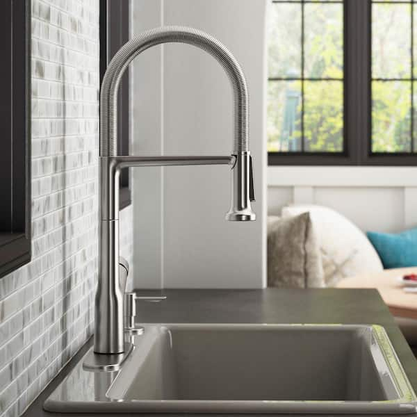 Kitchen Sink Faucet With Soap Dispenser Things In The Kitchen   Vibrant Stainless Kohler Standard Kitchen Faucets K R29343 Sd Vs E1 600 