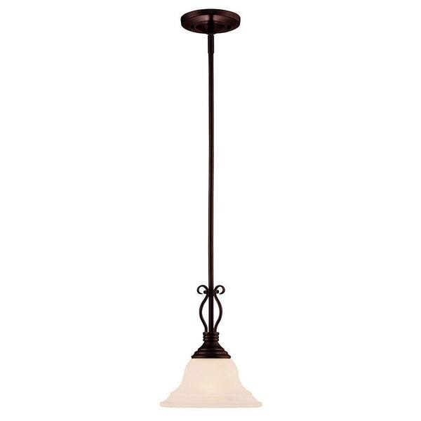 Illumine 1-Light English Bronze Mini Pendant with Cream Faux Alabaster Glass Shade
