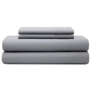 4-Piece Slate Solid 600 Thread Count Cotton Blend Full Sheet Set