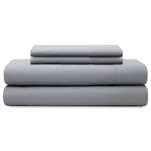 4-Piece Slate Solid 600 Thread Count Cotton Blend King Sheet Set