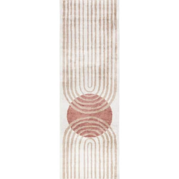 Shandra Abstract Sky Area Rug Blush 2 ft. 6 in. x 10 ft. Runner Rug