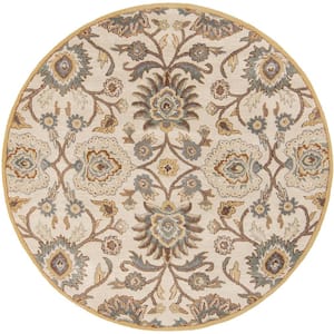 Cambrai Taupe 4 ft. x 4 ft. Round Indoor Area Rug