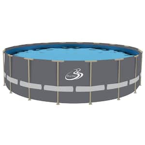 Bluebay 18 ft. 52 in. Round Soft-Sided Pool Grey/Tan Tubing