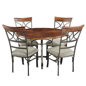 Masson Brown 5-Piece 45" Round Dining Set with Stationary Chairs