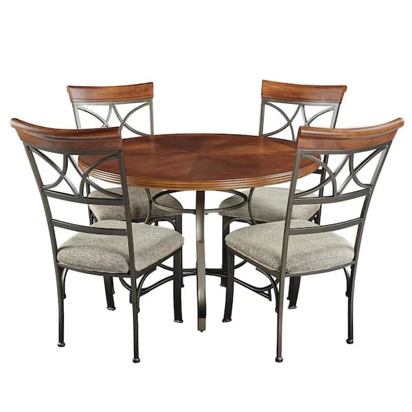 Powell Company Masson Brown 5-Piece 45" Round Dining Set with Stationary Chairs