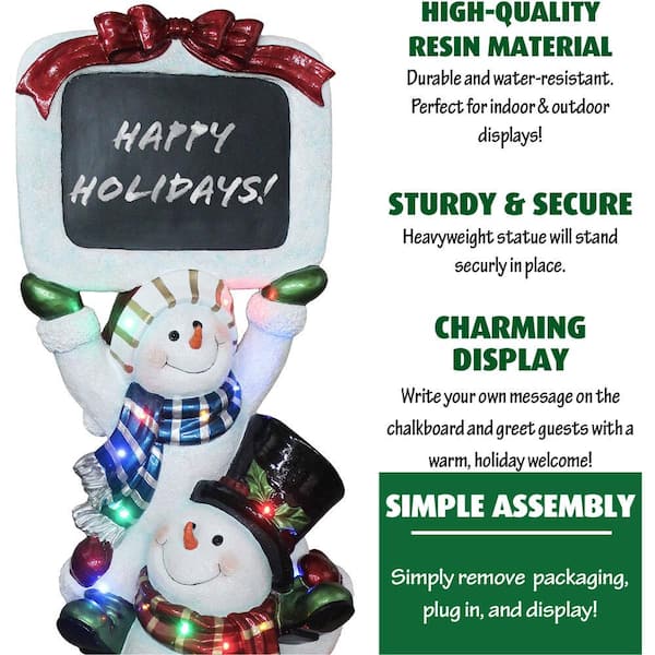 5 ft. Christmas Stacking Snowman Pair with Long-Lasting LED Lights and Chalkboard