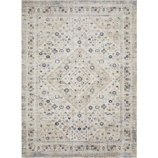 Kehleigh Abrem Blue 7 ft. 10 in. x 9 ft. 10 in. Oriental Polypropylene Indoor Area Rug