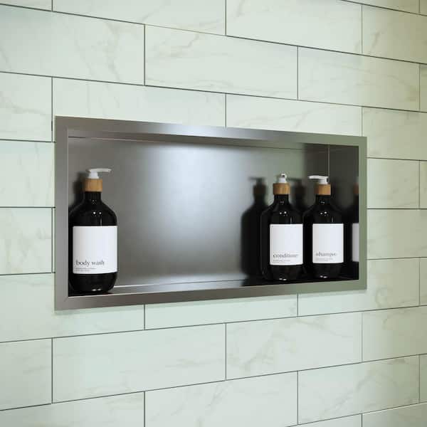 Swiss Madison Voltaire 15 in. W x 4 in. H x 24 in. D Stainless Steel Shower Niche in Chrome