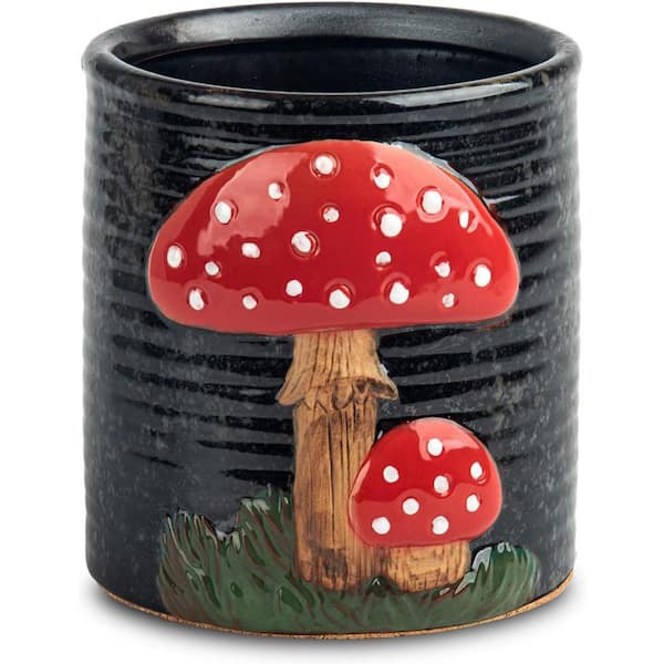 Adrinfly Mushroom Kitchen Utensil Holder Ceramic Large Cooking Utensil Organizer Crock Spatula Holder for Countertop Decor