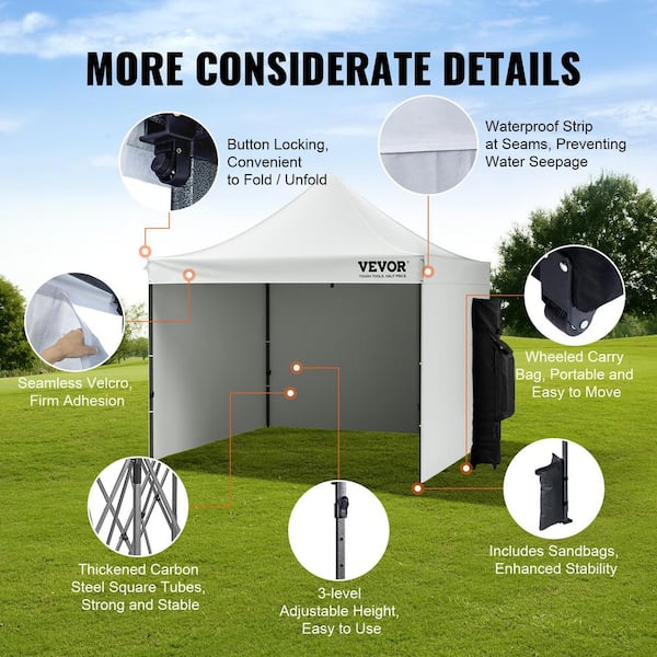 VEVOR 10 ft. x 10 ft. Pop Up Canopy with Sidewalls