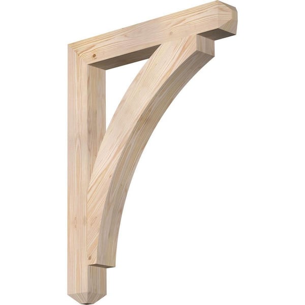 Ekena Millwork 3.5 in. x 34 in. x 26 in. Douglas Fir Thorton Craftsman Smooth Bracket