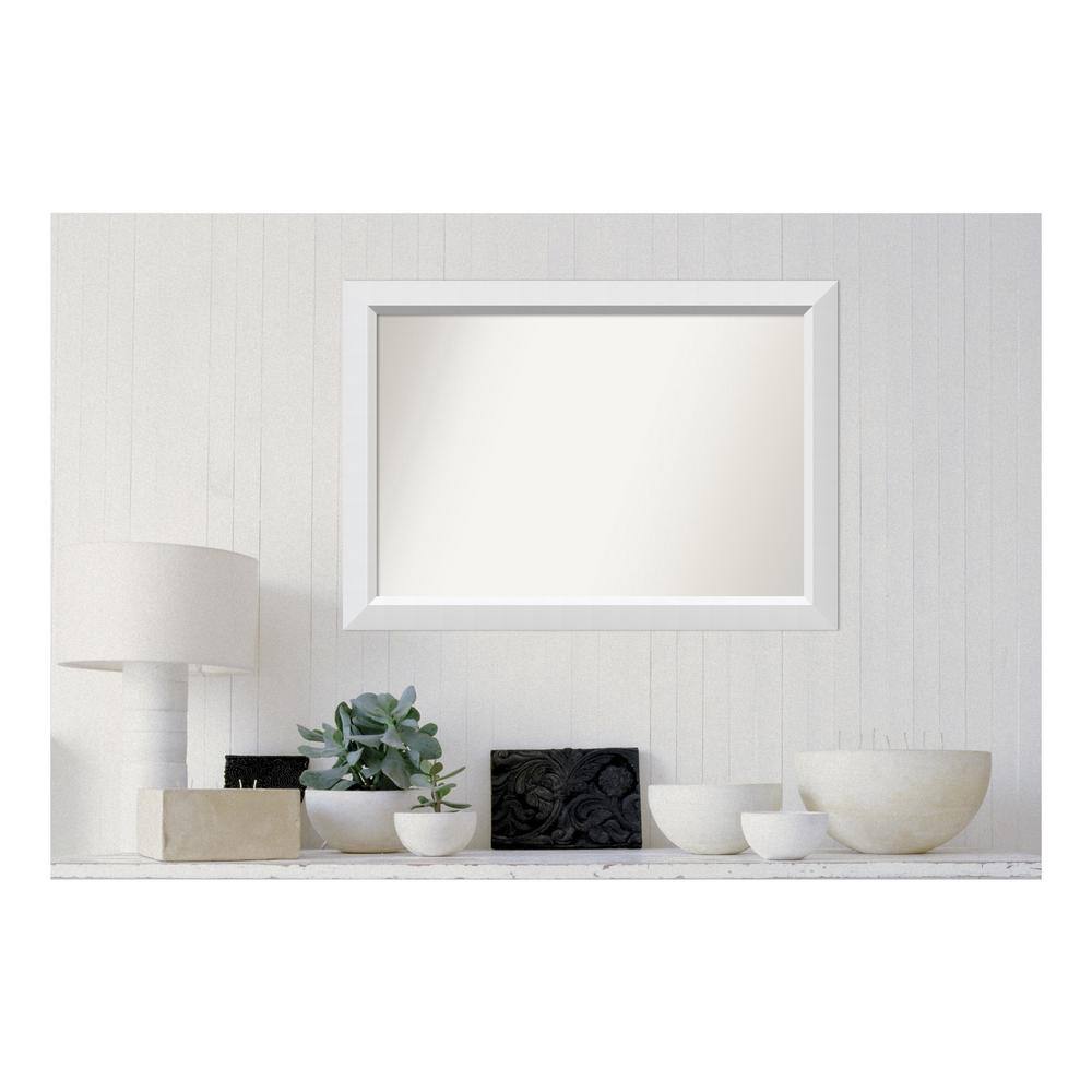Blanco White 34.25 in. x 24.25 in. Custom Non-Beveled Wood Framed Bathroom 
