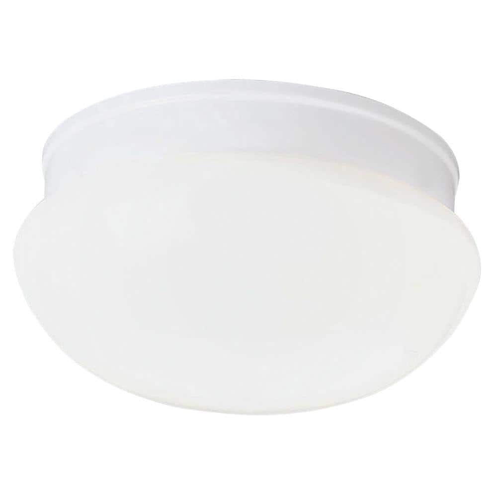 White Glass Bowl Close-to-Ceiling Light Fixture
