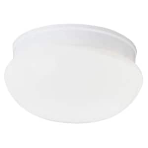 2-Light White Flush Mount with White Glass