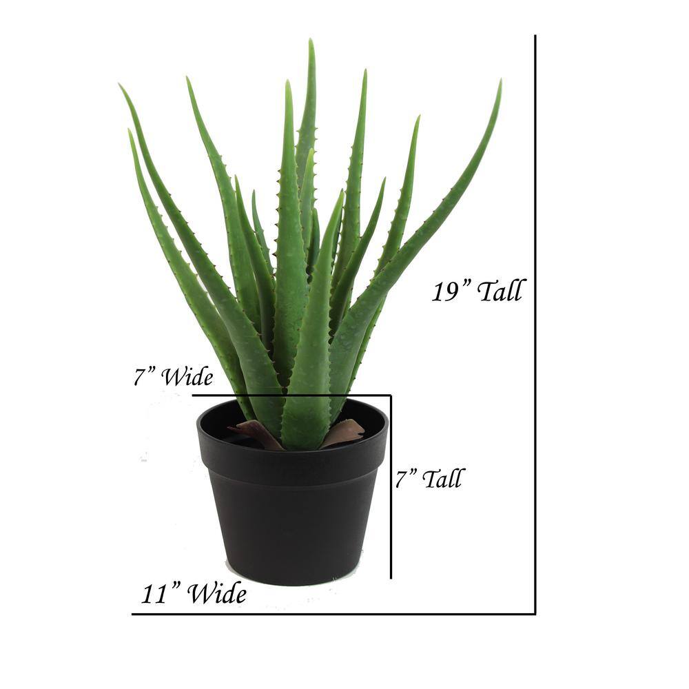 19" Green Artificial Aloe Vera Plant in Black Pot