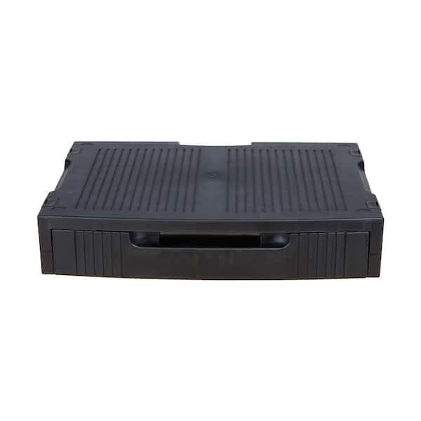 Mind Reader Plastic Monitor Stand with Storage Drawer, Black