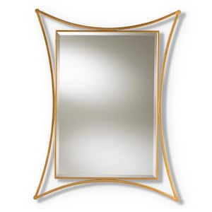 Large Rectangle Antique Gold Contemporary Mirror (42 in. H x 32 in. W)