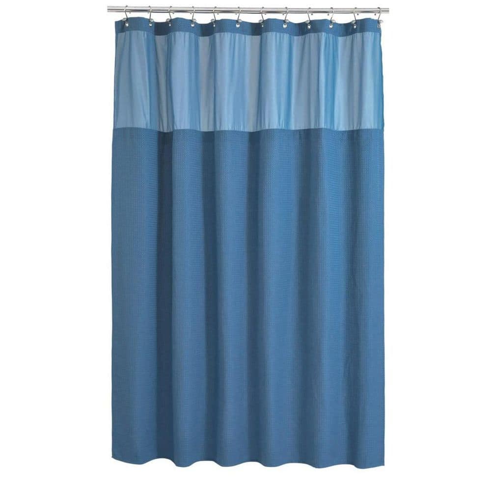 1-Piece Bath Accessory Set in Moonlight Blue, 71 x 72 in. Waffle Weave Shower Curtain with Snap-in Fabric Liner Set price history on PriceWatchPro