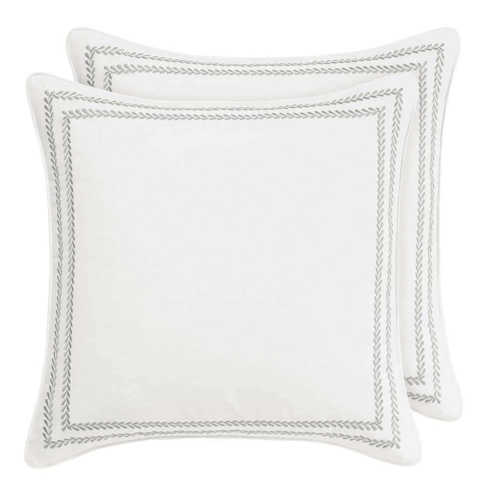 White Cotton Embroidered Euro Sham Pair