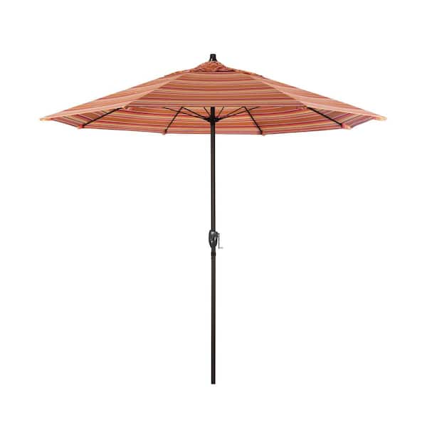California Umbrella 7.5 ft. Bronze Aluminum Market Patio Umbrella with Fiberglass Ribs and Auto Tilt in Dolce Mango Sunbrella