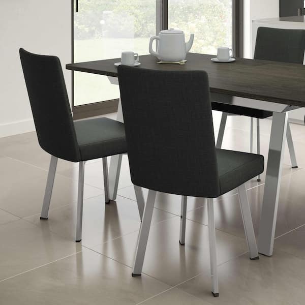 Amisco Elmira Black Polyester / Metallic Grey Metal Dining Chair