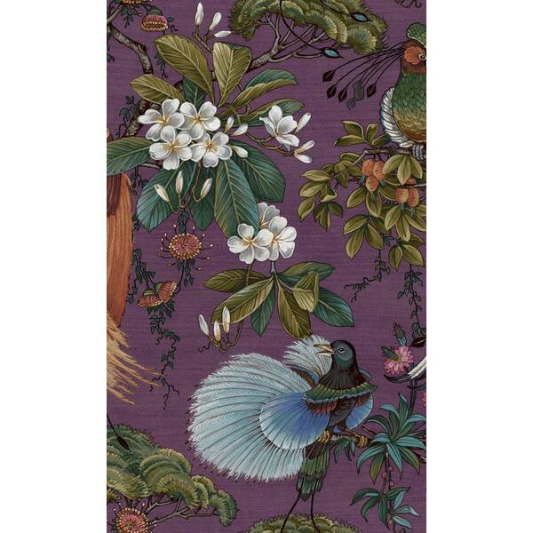 Walls Republic Plum Painted Oriental Birds and Trees Tropical Shelf ...