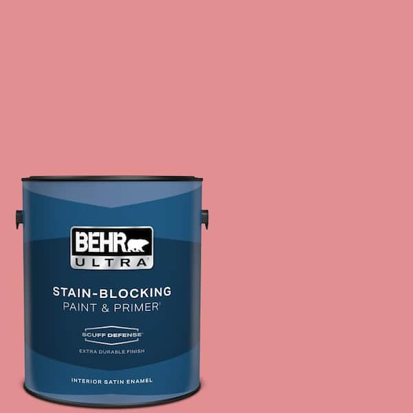 BEHR ULTRA 1 gal. #140D-4 Fresh Pink Extra Durable Satin Enamel Interior Paint & Primer