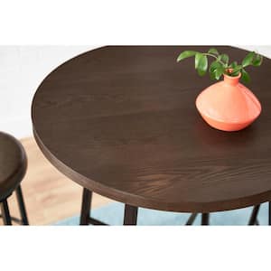 Black Metal 3 Piece Dining Set with Chocolate Wood Top (36 in. W x 42 in. H)