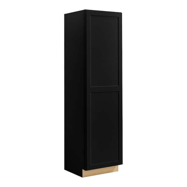 Avondale 24 in. W x 90 in. H x 24 in. D Ready To Assemble Plywood Shaker Utility Pantry Cabinet in Raven Black